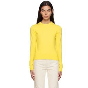 NWOT VINCE Sweater M Cashmere Neon-Yellow Crewneck Long Sleeve Ribbed Trim
